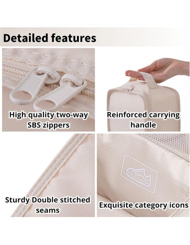 Bolsa de Viaje para Zapatos TIANZONG Beige - 2 Paquetes