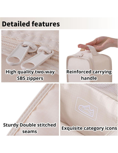 Bolsa de Viaje para Zapatos TIANZONG Beige - 2 Paquetes