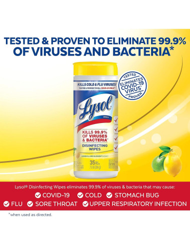 Toallitas Desinfectantes Lysol 105 Unidades Flor de Limón