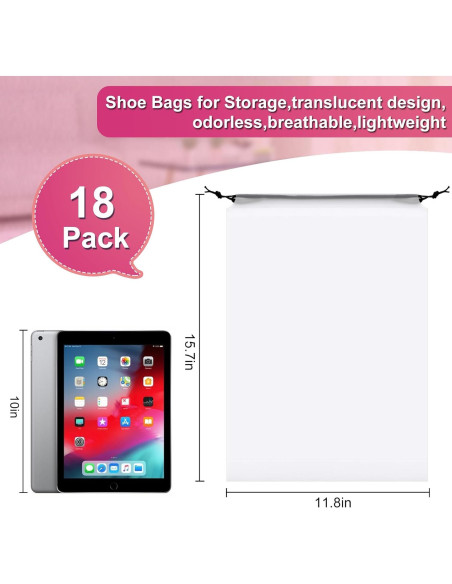 Vivinin 18 Bolsas para Zapatos 30cm x 40cm - Almacenamiento Viaje