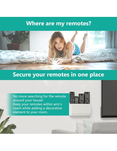 Soporte de Control Remoto WALI 20.32 cm Adhesivo Blanco - 2 Unidades