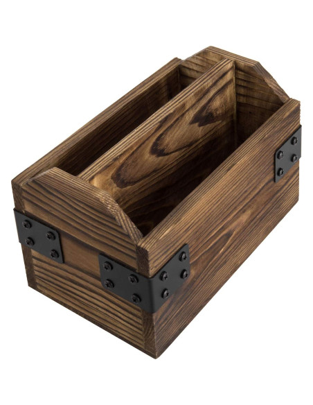 Organizador de Control Remoto MyGift Madera Quemada 2 Compartimentos Organizador de Control Remoto MyGift Madera Quemada 2 Compartimentos
