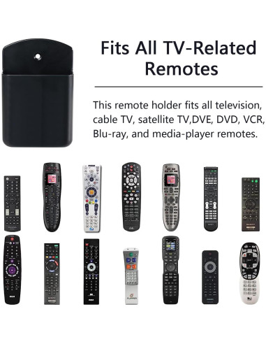 Soporte de Control Remoto SIBRANT 2 Pcs Autoadhesivo Negro