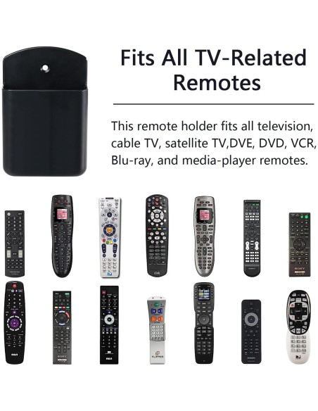Soporte de Control Remoto SIBRANT 2 Pcs Autoadhesivo Negro