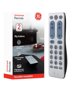 Control Remoto Universal GE 2 Dispositivos Botones Grandes Plata