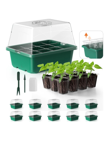 Bandeja para Iniciar Semillas POROLIR 10PCS Verde 12 Celdas