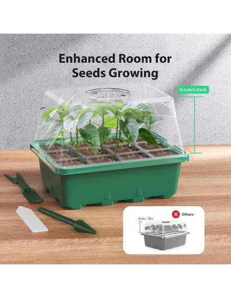 Bandeja para Iniciar Semillas POROLIR 10PCS Verde 12 Celdas