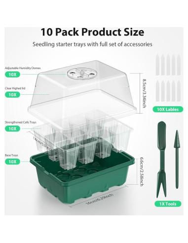 Bandeja para Iniciar Semillas POROLIR 10PCS Verde 12 Celdas