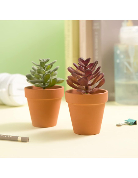12 Macetas de Arcilla Terracota Fcacti 6.35 cm con Drenaje 12 Macetas de Arcilla Terracota Fcacti 6.35 cm con Drenaje