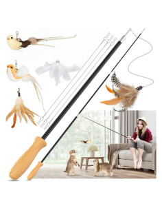 Juguete Interactivo para Gatos ROSAUI Varita 109 cm con 5 Recargas