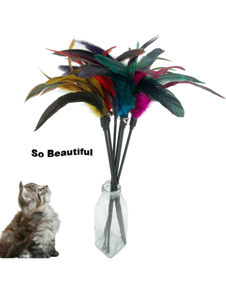 Varita de Juguete Interactiva para Gatos CATENESS - 6 Piezas con Plumas Varita de Juguete Interactiva para Gatos CATENESS - 6 Piezas con Plumas