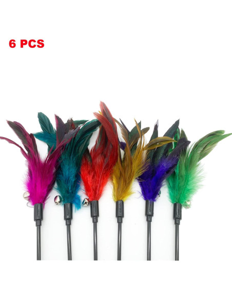 Varita de Juguete Interactiva para Gatos CATENESS - 6 Piezas con Plumas Varita de Juguete Interactiva para Gatos CATENESS - 6 Piezas con Plumas