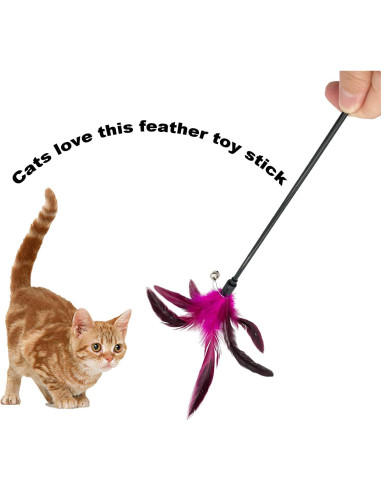 Varita de Juguete Interactiva para Gatos CATENESS - 6 Piezas con Plumas