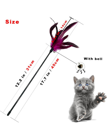 Varita de Juguete Interactiva para Gatos CATENESS - 6 Piezas con Plumas Varita de Juguete Interactiva para Gatos CATENESS - 6 Piezas con Plumas