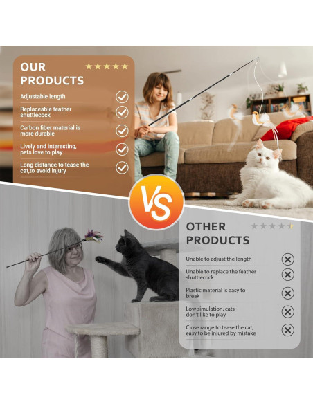 Juguete Interactivo para Gatos ROSAUI Varita 109 cm con 5 Recargas