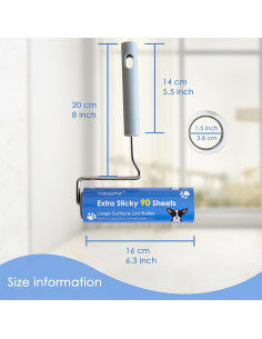 Rodillo Quitapelusas YabeePet 16cm Extra Pegajoso 270 Hojas 2