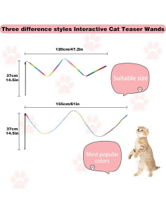 Varita Interactiva para Gatos M JJYPET 2 Pcs Cinta Colorida 2
