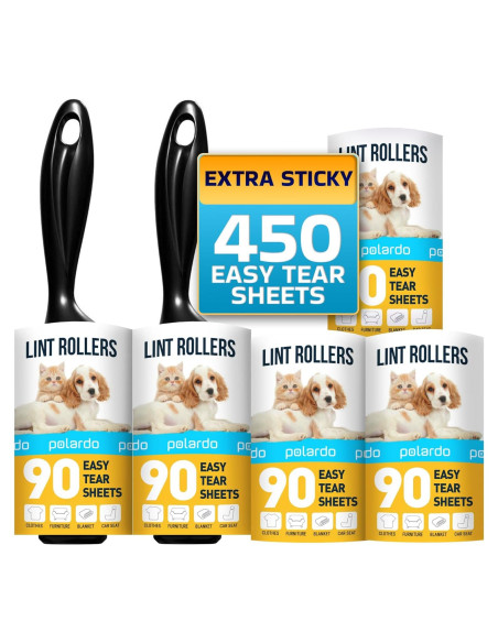Rodillos para Pelusa Polardo - 5 Pcs, 450 Hojas Pegajosas