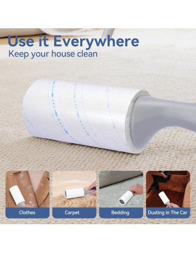 Rodillo de Pelusa Extra Pegajoso Humanzee - 440 Hojas y 2 Mangos