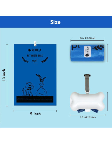 Bolsas de Desechos para Perros GORILLA SUPPLY 1000 Unidades 23x33cm