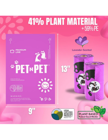 Bolsas de Caca para Perros PET N PET 288 Cuentas Aroma Lavanda