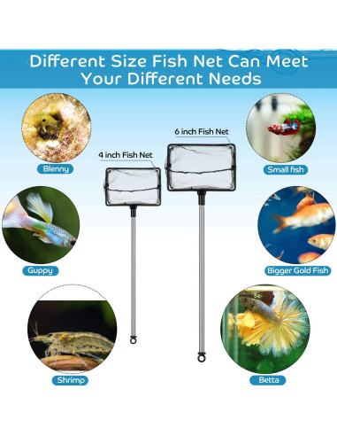 Red de Acuario Extensible Sumind 4" y 6" para Peces