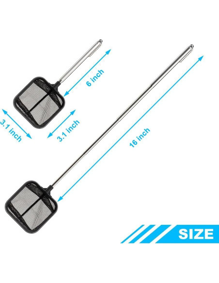 Red de Acuario DaToo 3" Nylon Nano con Mango Telescópico 15-40cm