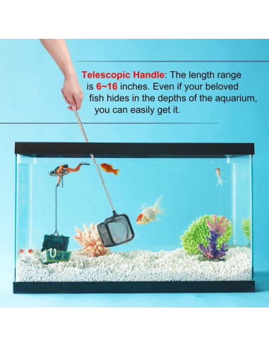 Red de Acuario DaToo 3" Nylon Nano con Mango Telescópico 15-40cm