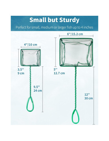 Red de Acuario Pawfly 4" y 6" con Mango Telescópico de Metal