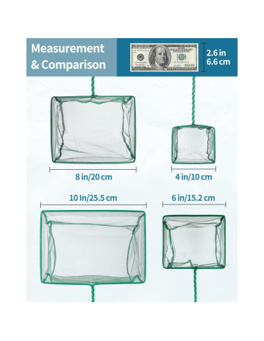 Red de Acuario Pawfly 4" y 6" con Mango Telescópico de Metal