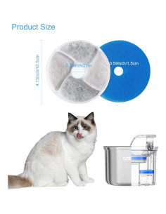 Filtros de Agua para Gatos SORON, 4 Reemplazos 10.5 cm 2