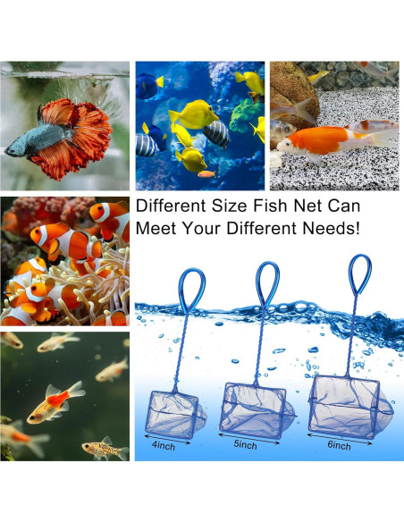 Paquete de 3 Redes para Acuario Filhome Nylon Suave Azul