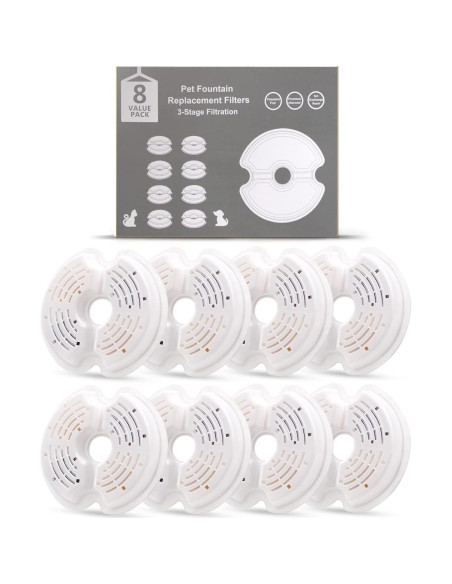 Filtros de agua para gatos Petilog - 8 unidades, 4 capas