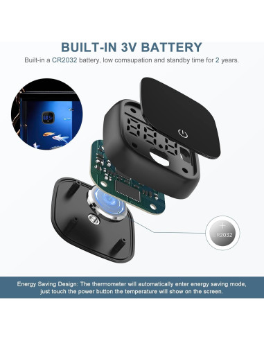 Termómetro Digital de Acuario Ankilo PS74B Pantalla LED HD