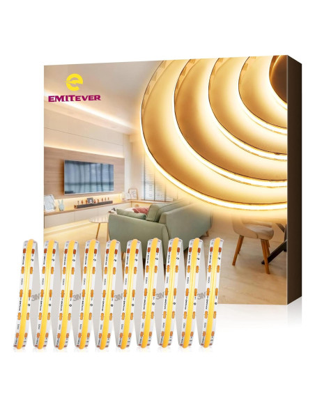 Tira de Luz LED COB Emitever 10M 3000K Regulable 24V
