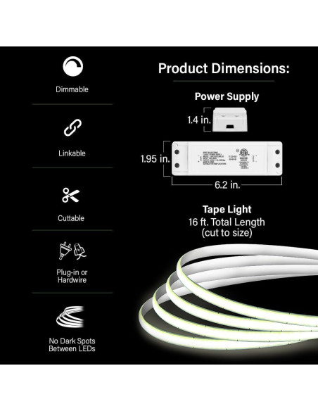 Luz de Tira LED 4.88m Feit Electric Dimmable 2950 Lúmenes 3000K