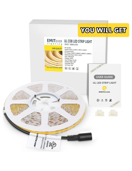 Tira de Luz LED COB Emitever 10M 3000K Regulable 24V