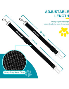 Cinturón de Seguridad para Perros Frskcssd Ajustable Negro 2