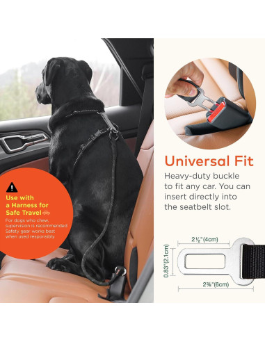 Cinturón de Seguridad para Perros ARCA PET Negro - Reflectante