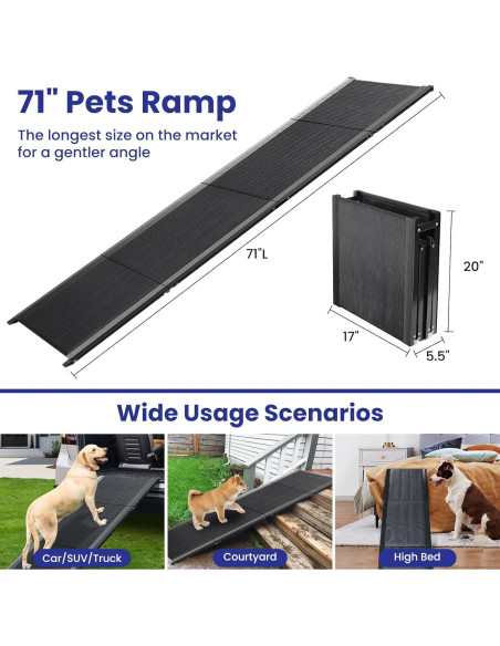 Rampa Plegable para Perros JTSIOV 180cm Antideslizante 113kg