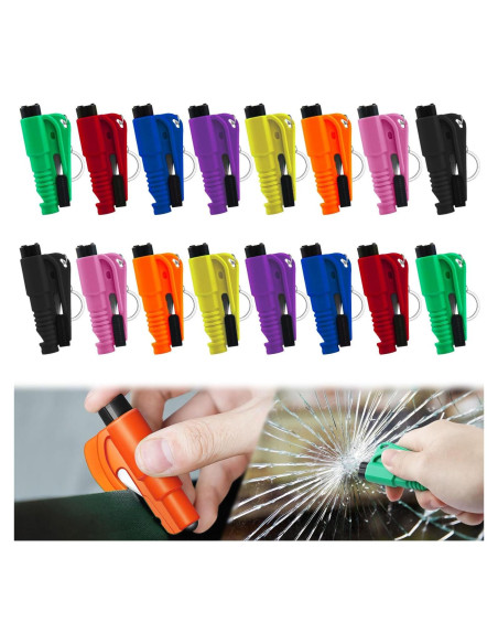 16 Llaveros Rompe Ventanas JINRUITOP 3 en 1 Emergencia