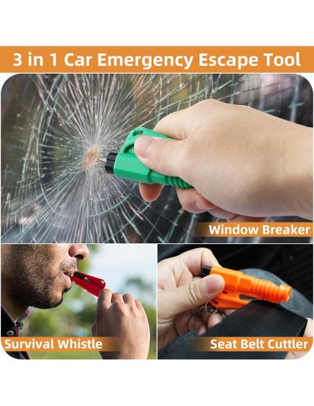 16 Llaveros Rompe Ventanas JINRUITOP 3 en 1 Emergencia