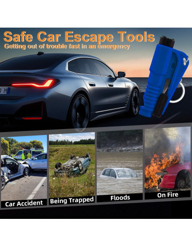16 Llaveros Rompe Ventanas JINRUITOP 3 en 1 Emergencia
