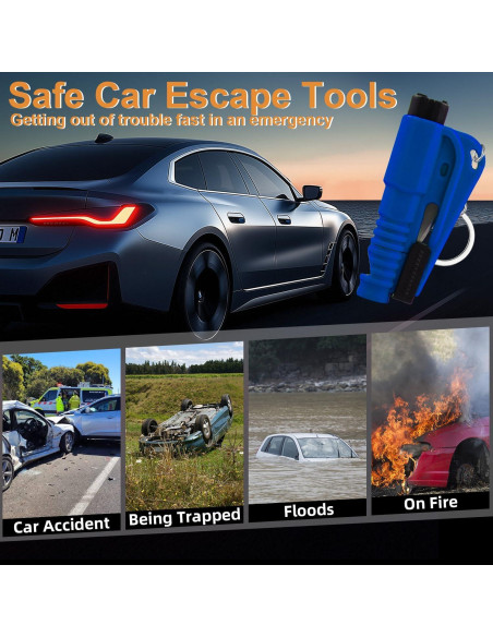 16 Llaveros Rompe Ventanas JINRUITOP 3 en 1 Emergencia