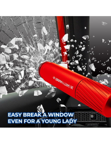 Martillo de Seguridad Omrisy 2 en 1 Rompedor de Ventanas y Cortador de Cinturón
