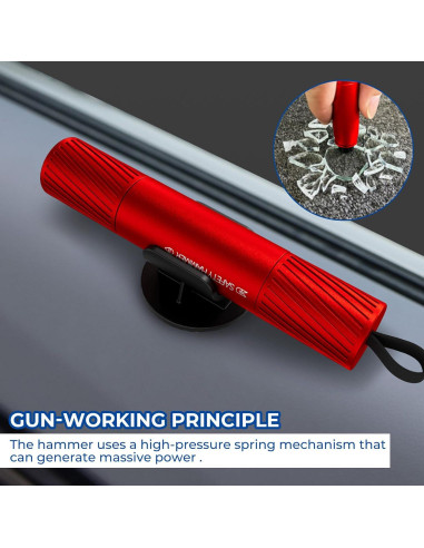 Martillo de Seguridad Omrisy 2 en 1 Rompedor de Ventanas y Cortador de Cinturón