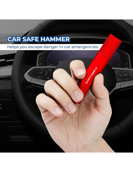 Martillo de Seguridad Omrisy 2 en 1 Rompedor de Ventanas y Cortador de Cinturón