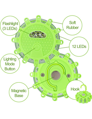 CICMOD Kit de Luces de Emergencia LED 6 Piezas Verde IP67