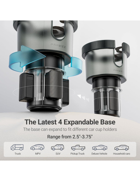 Soporte para Tazas de Coche PakWizz - Ajustable 2.8 a 4.0 cm