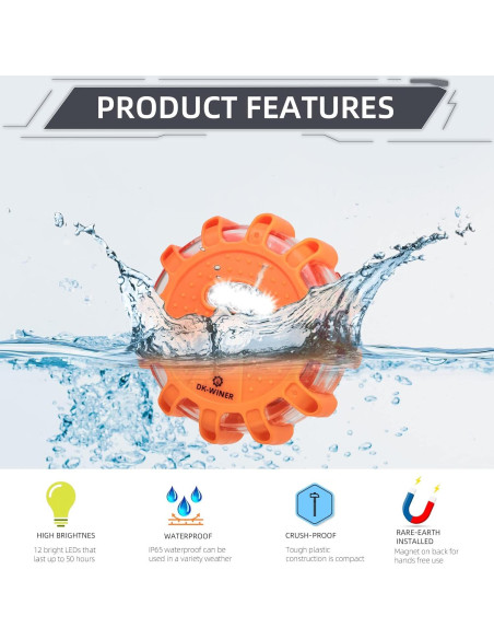 Flares LED de Emergencia DK-WINER 3pack Impermeables 9 Modos Flares LED de Emergencia DK-WINER 3pack Impermeables 9 Modos